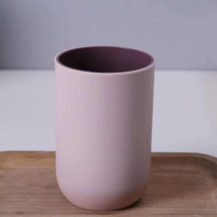 Gobelets à Brosse à Dents Empilables - Lot De 2 | Gris Et Rose | 300ml | Parfait Pour Étudiants