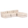 Brico*3716Elégant - Canapé droit fixe 3 places Canapé de relaxation Pouf modulaire- Canapé d'angle Sofa Confortable Beige Tissu-1