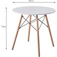 BenyLed Table de Salle à Manger Ronde Moderne 80 cm avec Pieds en Bois e Cadre en métal (Blanc)-1