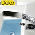 iDeko® Robinet Mitigeur lavabo salle de bain design moderne Laiton Céramique chrome IDK6101-1 avec flexibles-1