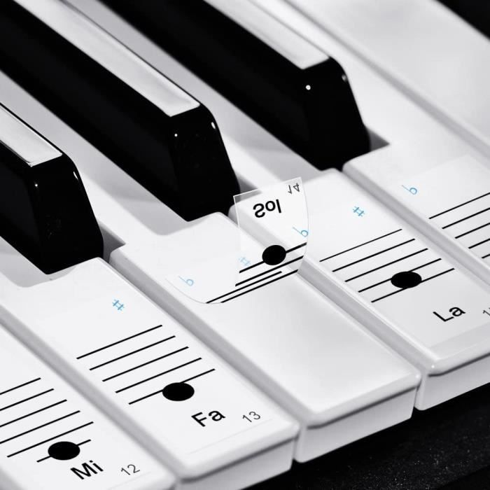 Clavier de piano amovible, étiquettes de partition, en silicone pour  débutants, instructions (français non garanti), clavier de piano  réutilisable, autocollants pour partitions, pour 88