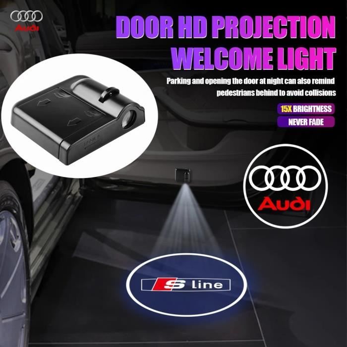 Projecteurs Lumineux De Portière Audi (Lot De 4) - Logo Audi Lumineux Au Sol Pour A1/A3/A4/A5/A6/A7/A8/Q2/Q3/Q5/Q7/Q8/TT/R8/e-tron