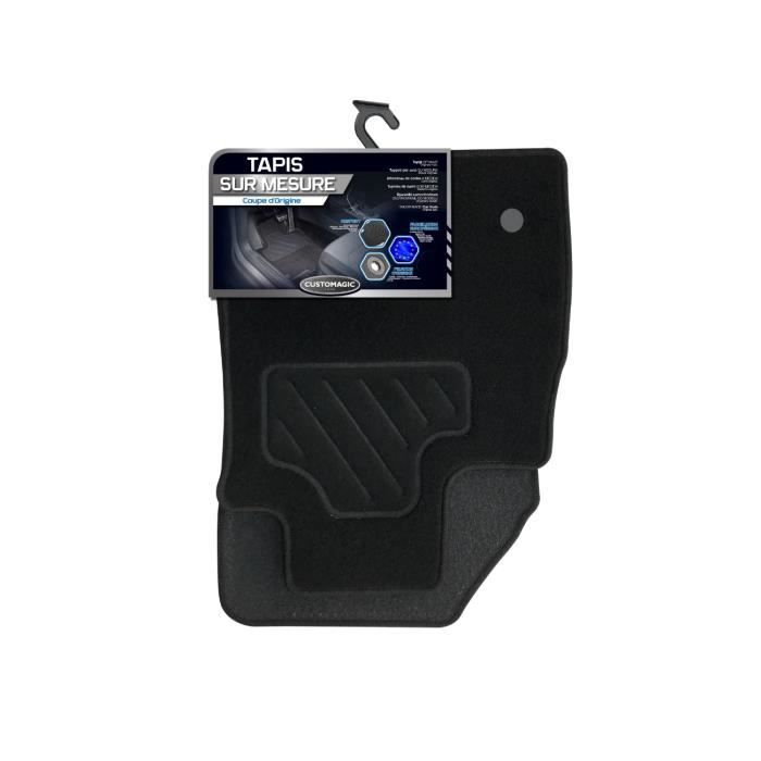 Tapis De Voiture Sur Mesure Citroën C4 II / DS4 (2010-2020) - Moquette Noire Avec Talons Caoutchouc Renforcés