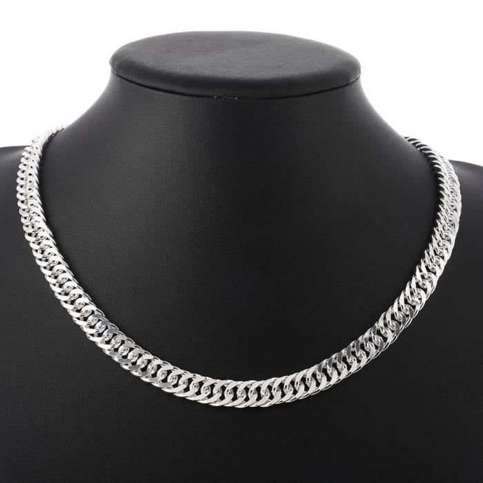 Collier ras du cou en argent sterling 925 de 5,5 mm, étiquette ronde de 14,5 à 16 po. - Bijoux géométriques - France