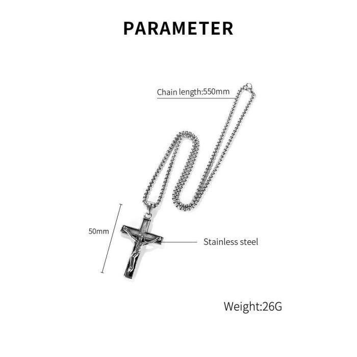 Pendentif Visage Jésus Plaqué Or – Acier Inoxydable Avec Chaîne Longue 24 Cm