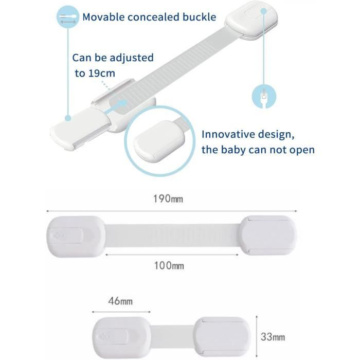 Yosemy Lot De 2 Serrures Sécurité Bébé à Code – Verrou Adhésif 3M Pour Frigo, Tiroirs, Placards – Blanc