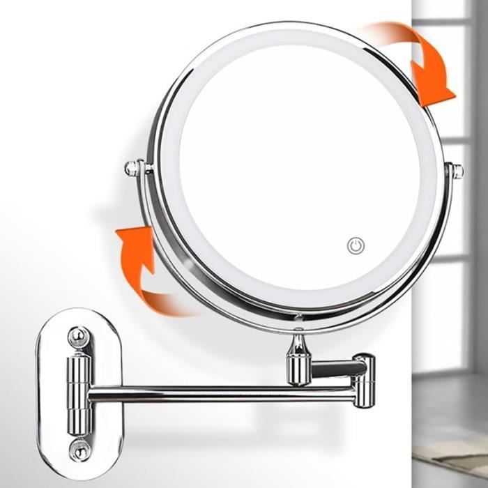S'AFIELINA Miroir salle de bain LED Grossissement 3x Miroir lumineux à