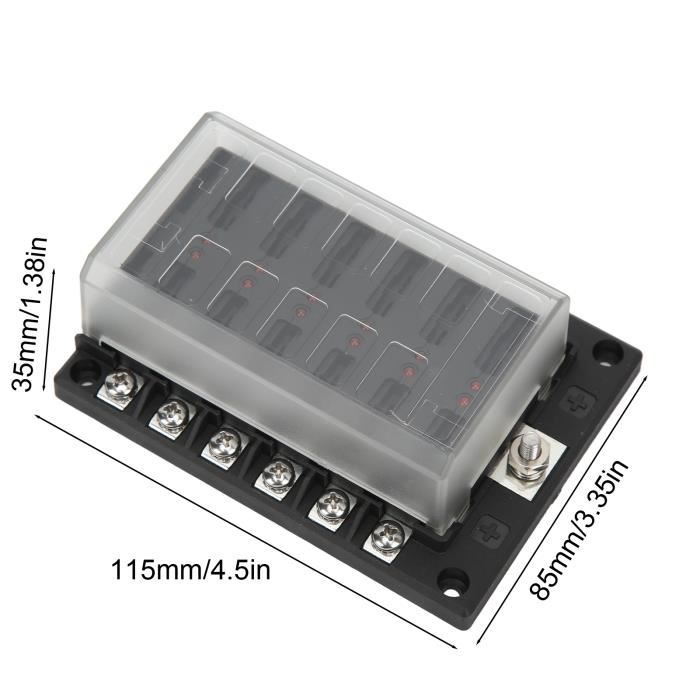 Boîte à Fusibles 6 Voies Avec LED Keenso - Porte-Fusibles Universel Étanche Voiture Bateau Marine 5A 10A 15A 20A 25A 30A