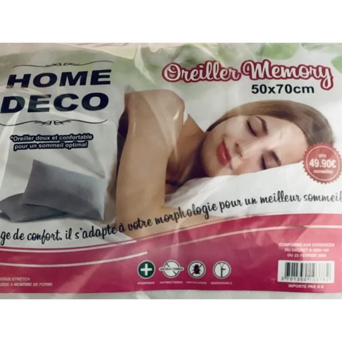 Oreiller Mémoire De Forme Blanrêve - 55x35 Cm, Confort Moelleux, Pour Soulager Les Douleurs Cervicales