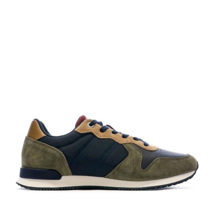 Baskets homme Tommy Hilfiger TOMMY JEANS Ref 58161 GWJ Kaki Vert Homme Cuir Plat Vert Cdiscount Chaussures