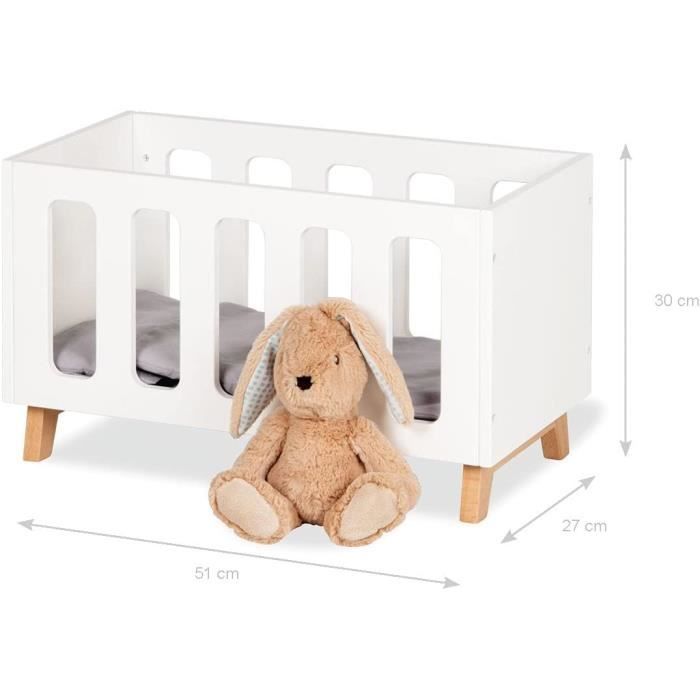 Pinolino Lit de poupéearit, en bois, avec literie en 3 parties