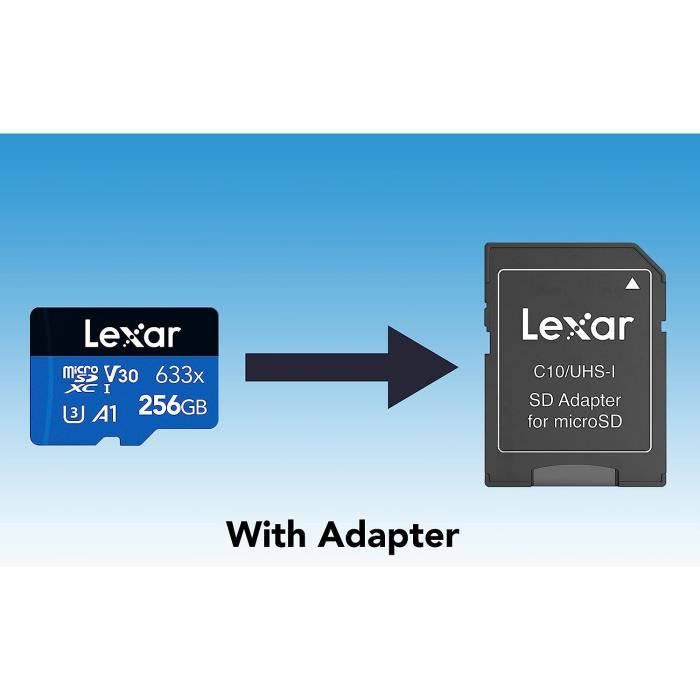 Lexar Carte Micro SD 512 Go, Carte Mémoire microSDXC + Adaptateur SD,  microSD Vitesse de Lecture Allant jusqu'à 100 Mo-s, A1, [66] - Cdiscount  Appareil Photo