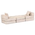 Brico*3716Elégant - Canapé droit fixe 3 places Canapé de relaxation Pouf modulaire- Canapé d'angle Sofa Confortable Beige Tissu-2