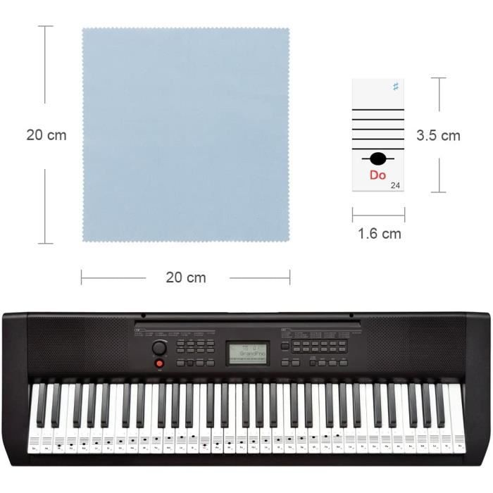 Yosoo Clavier électronique amovible de 88 touches piano note touches  blanches autocollants étiquettes pour les débutants, autocollant amovible  piano, autocollant de clavier