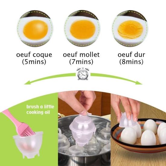 7pcs Egg Cooker Cuit Oeuf En Silicone Sans Coque Moule Oeuf Dur Anti Adhesif En Silicone Cdiscount Maison