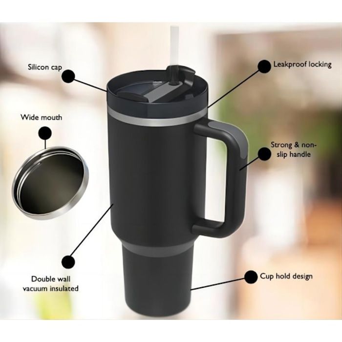 Mug Isotherme Acier Inoxydable Double Paroi - Sans Couvercle - Pour Maison, Bureau, Voyage