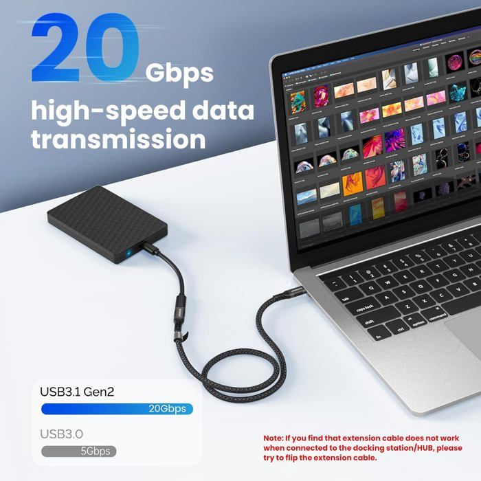 UseBean 240W Cavo USB C a USB C 2M (2 Pezzi), USB 3.2 Gen 2X2 20Gbps Trasferimento Dati USB Tipo