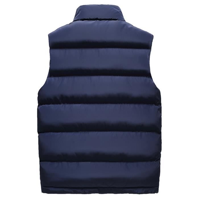 Veste Sans Manche Homme Doudoune Manteau Gilet a Capuche Hiver Automne SWAREY Bleu Polyester Zip Bleu Cdiscount Pret a Porter