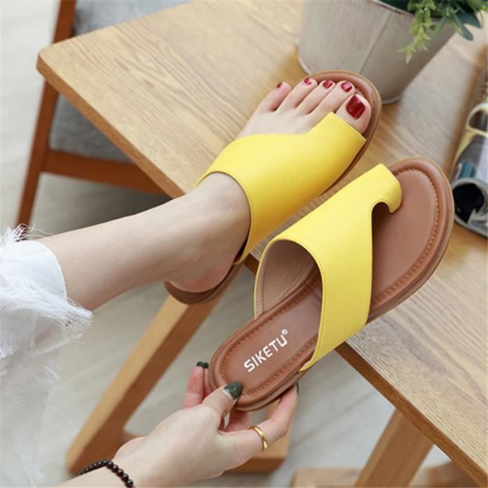 Sandales plates d contract es jaunes pour femme XY