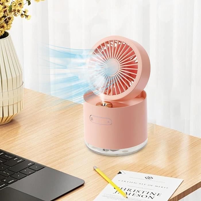 Ventilateur rechargeable de bureau portable, ventilateur silencieux  réglable à 3 vitesses avec lumière LED - Cdiscount Bricolage