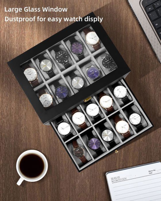 OUNONA Boîte Montre Bois Candlenut Coffret Montres Organisateur