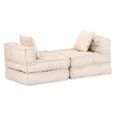 Brico*3716Elégant - Canapé droit fixe 3 places Canapé de relaxation Pouf modulaire- Canapé d'angle Sofa Confortable Beige Tissu-3
