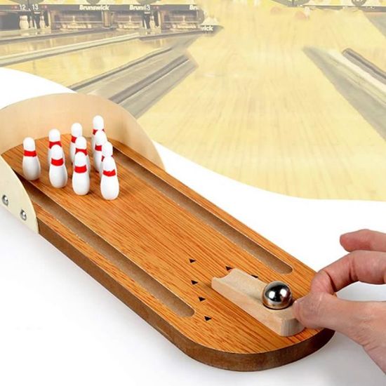 Bois - Mini jeu de bowling de bureau pour enfant et adulte, en bois,  ensemble de jouets amusants à utiliser e - Cdiscount Jeux - Jouets