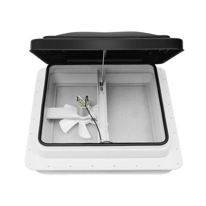 Aération De Toit Pour Caravane 42x42 Cm - Ventilateur De Toit Camping-Car Avec Échappement - Noir/Blanc
