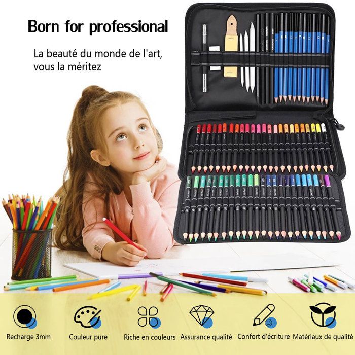 96 Pièces Crayon De Couleurs Professionnel Kit , Crayons Coloriage de  Dessin et Croquis Art Set, Pour Enfants, Adultes et Artistes - Cdiscount  Jeux - Jouets