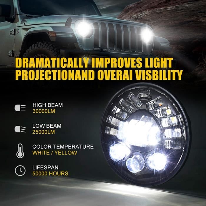 Phare rond 150W 7 pouces LED Halo Light pour moto STR2 - Cdiscount