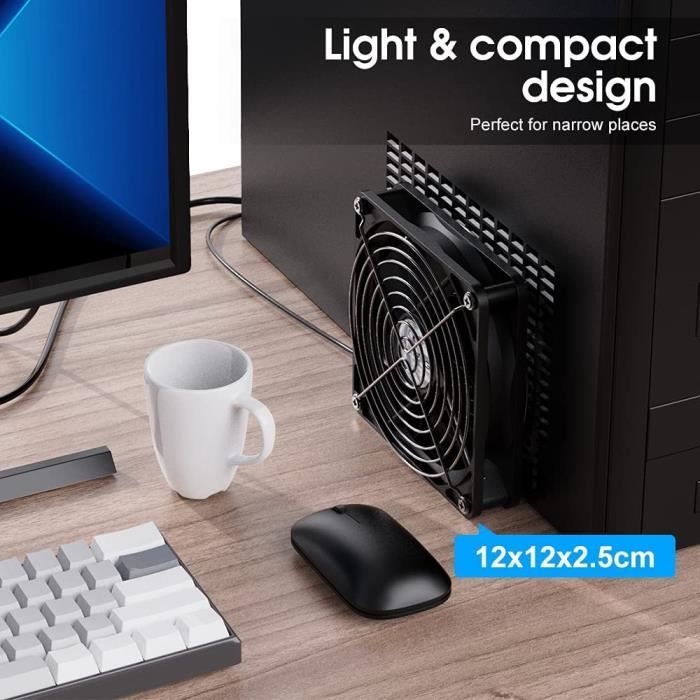 ELUTENG Ventilateur USB 120 mm Silencieux Trois Vitesse Reglable Ventilateurs PC 12cm Fan 5v pour PC TV Box AV Cabinet PS462 Cdiscount Bricolage