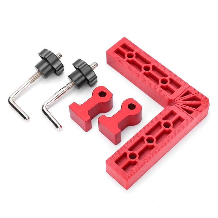 Bloc De Positionnement à 90° Preciva - 4 Sets + 8 Pinces - Aluminium Rouge - Pour Assemblage Bois, Meubles, Cadres - 6