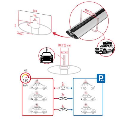 Barras De Techo De Aluminio Para Citroën C5 Aircross 2018-2025, Modelo ACE-1, Gris, Capacidad 75 Kg, Antirrobo Con Llave