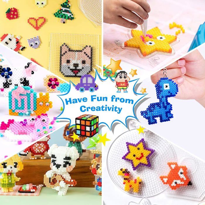 Set 11000 Perles à Repasser + Boîte De Rangement – 36 Couleurs, Loisirs Créatifs DIY Bijoux, Cadeau Enfant Noël Anniversaire