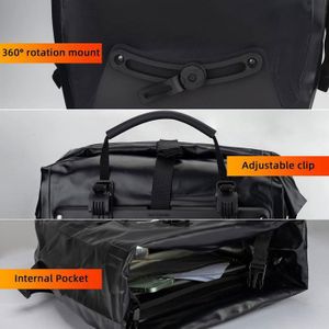 ROCKBROS Sacoche de Selle Moto 2 Pièces Rangement Arrière Etanche Sac de Voyage 62L Grande Capacité Sangle Réglable Universel Noir Jaune