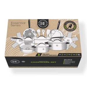 Poêle Antiadhésive Eventerde - Compatible Induction, Acier Inoxydable, Couvercle Inclus - 24/28 Cm - 13
