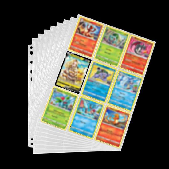 720 Pochettes Transparentes Noir – 40 Feuilles Double Face – 11 Trous – Pour Cartes Collection