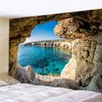 Tapisserie suspension Tenture murale Belle vue sur la mer Impression numérique Polyester 200x150cm décoration artistique-0