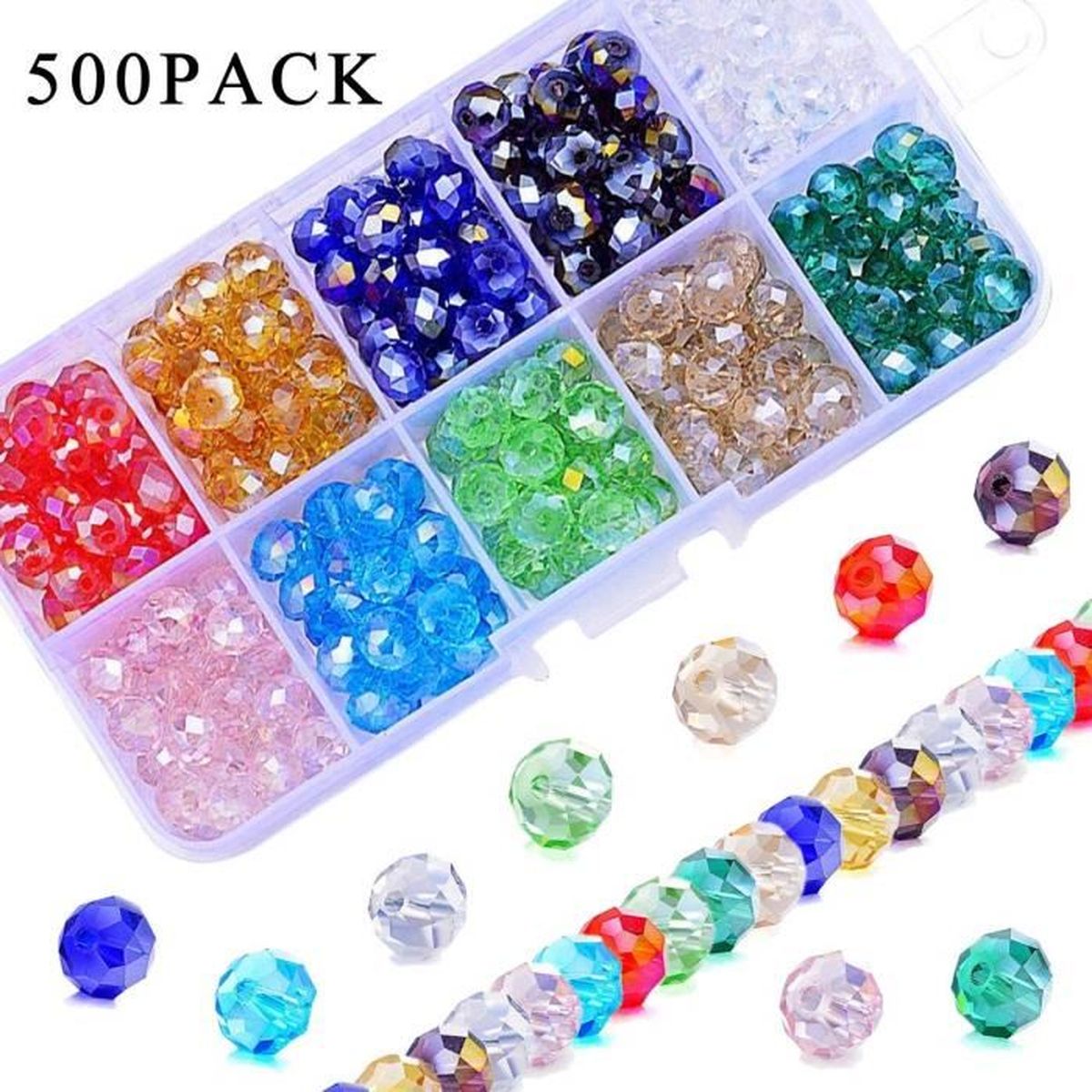 Lot de perles en verre de cristal 50 pièces A3065 6 mm en forme de cube arrondi couleur améthyste