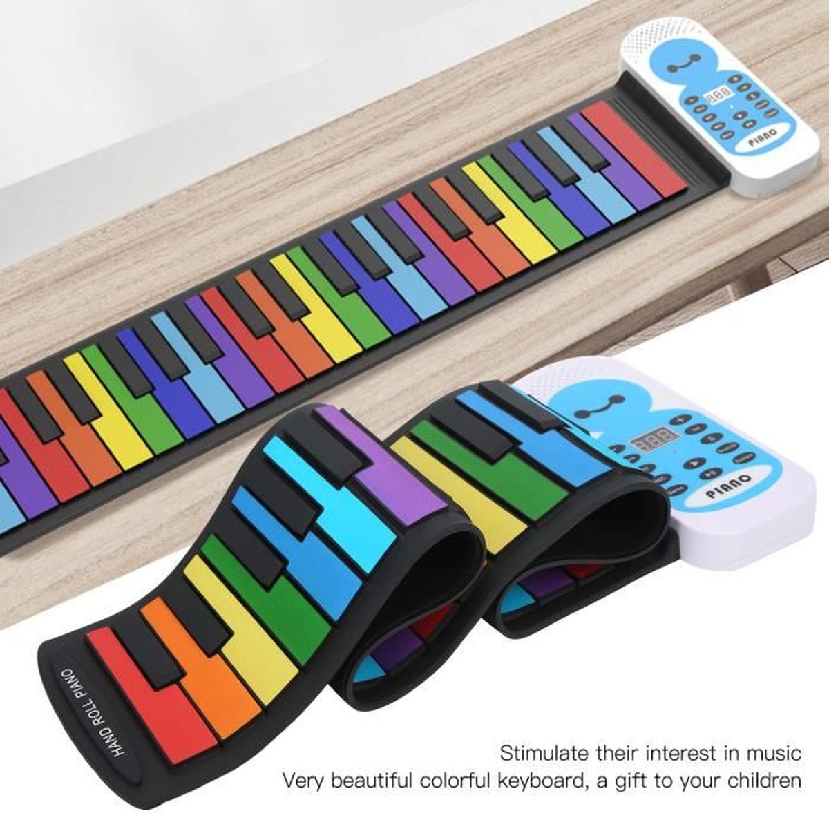 Clavier Piano Souple 61 Touches Silicone Pliable – Jouet Musical Portable Enfant & Débutant