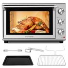 MAGICFOX Four de table électrique 46L, avec Tournebroche, Porte double vitrée, 6 modes Multi Fonction, Programmable 230°, Minuterie 60 min