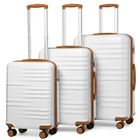 British Traveller Set de 3 Valises de Voyage (54/64/74cm) Valise Rigide Trolley Bagages ABS+PC avec roulettes et Serrure TSA, Blanc