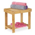 Relaxdays Tabouret de salle de bain solide en bambou, repose-pieds, jusqu’à 100 kg, H x L x P 33,5 x 25 x 39 cm, nature