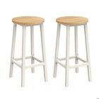 VASAGLE Tabourets de Bar, Lot de 2, Chaises, Siège Haut, Cadre Métallique, Hauteur 65 cm, Repose-pieds, Beige Chêne et Blanc