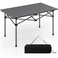 GOPLUS Table Pliante de Camping en Aluminium-Table de Pique-Nique Étanche avec Grand Plateau et Sac de Transport pour Camping Noir