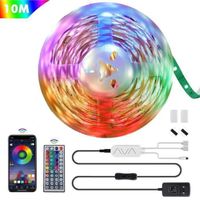 10M Ruban LED Bluetooth, RGB 300 LED, 1pc Bande Lumineuse Flexible Multicolore,Télécommande Touche,Synchroniser Musique, Déco