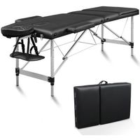 Table de Massage Pliante en Aluminium, Lit de Massage Portable, 3 Zones, Noir