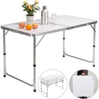 Table Pliante De Camping à 3 Hauteurs – Aluminium Et MDF, Supporte 30 Kg, Compacte Pour Pique-nique Et Randonnée