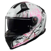 LS2, Casque Moto intégral Vector II DARFLO Gloss White Pink, XXS