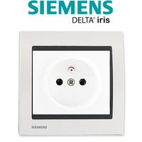 Siemens - Prise 2P+T Blanc Delta Iris + Plaque Métal Blanc